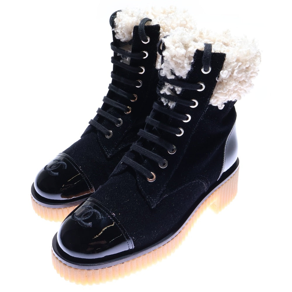 CHANEL(シャネル) ココマーク ボア切替 パテント レディース ブーツ