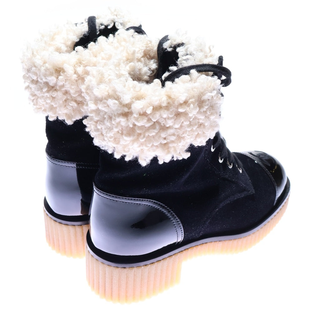 【美品】CHANEL スニーカー　ブーツ　ボア CHANEL(シャネル) ココマーク ボア切替 パテント レディース ブーツ