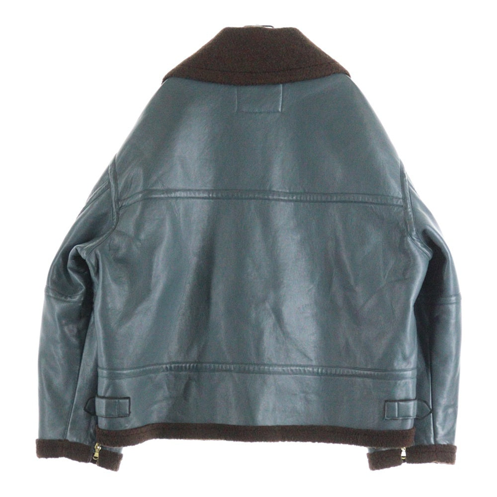 TAUPE(トープ) ムートン コンビ フェイクレザー ジャケット ブルー