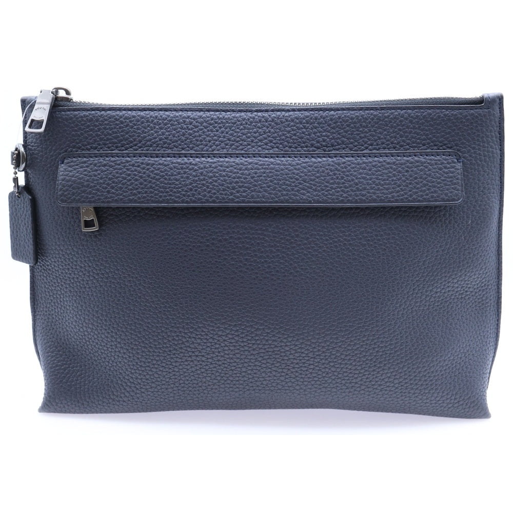 COACH(コーチ) ロゴストラップ付 レザー セカンドバッグ ネイビー