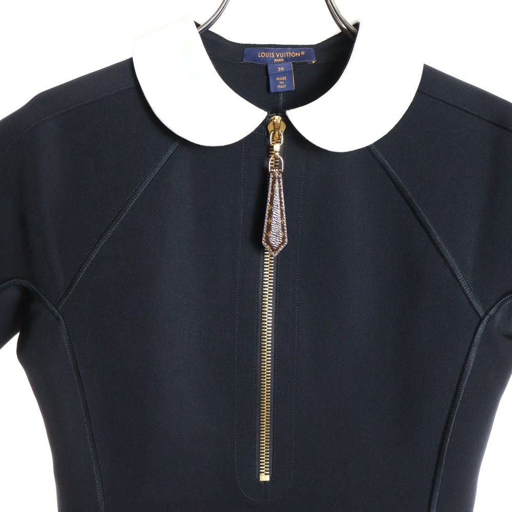 LOUIS VUITTON(ルイヴィトン) 24SS テクニカルジャージーピーターパンカラードレス 半袖ワンピース ブラック レディース RW241WW G72 FQDR45
