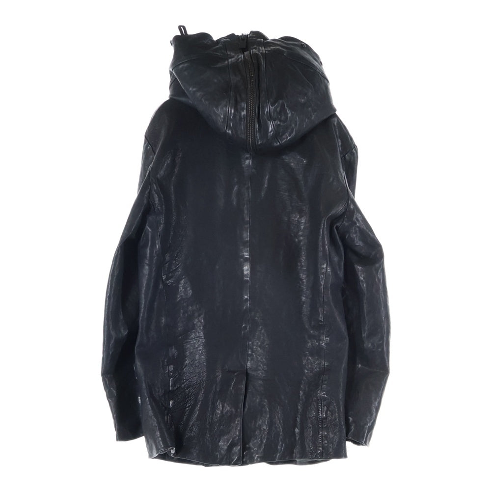 Yohji Yamamoto POUR HOMME(ヨウジヤマモト プールオム) 21AW ×BACKLASH バックラッシュ カウレザー フード取り外し可能 レザージャケット ブラック HX-J36-700