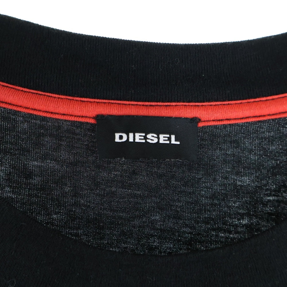 DIESEL(ディーゼル) スナップパッチデザイン 半袖Tシャツ クルーネックカットソー ブラック