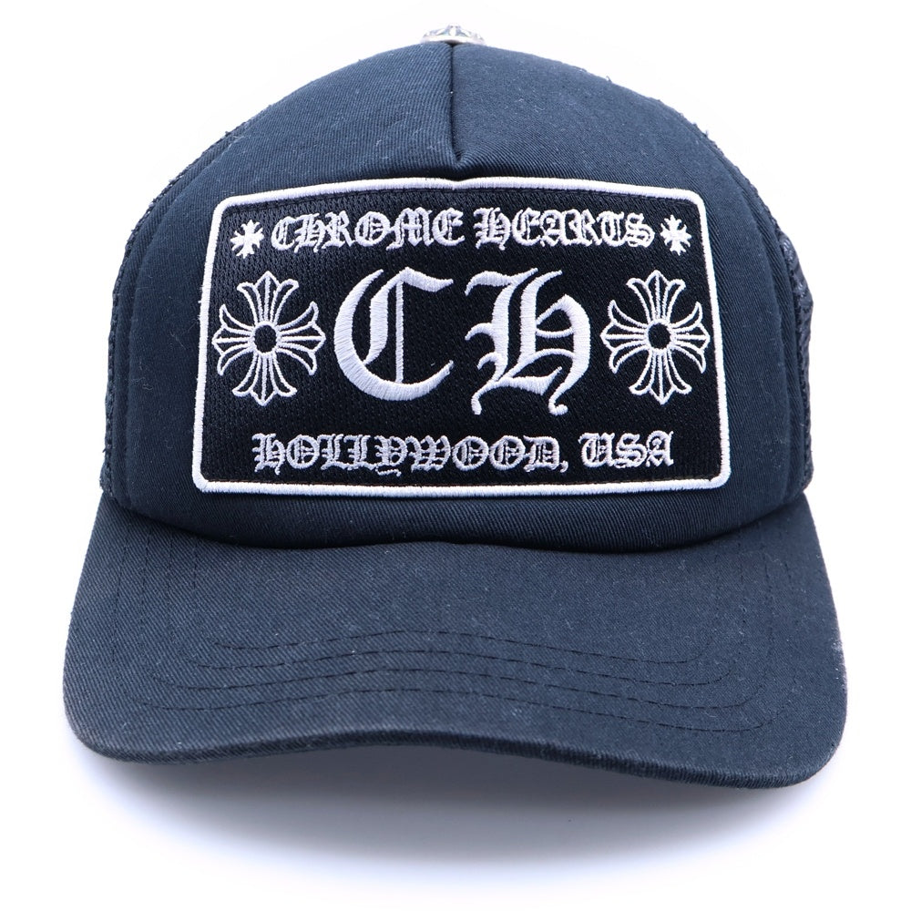 CHROME HEARTS(クロムハーツ) TRUCKER CAP トラッカーキャップ CH刺繍パッチクロスボール付メッシュ帽子 ブラック