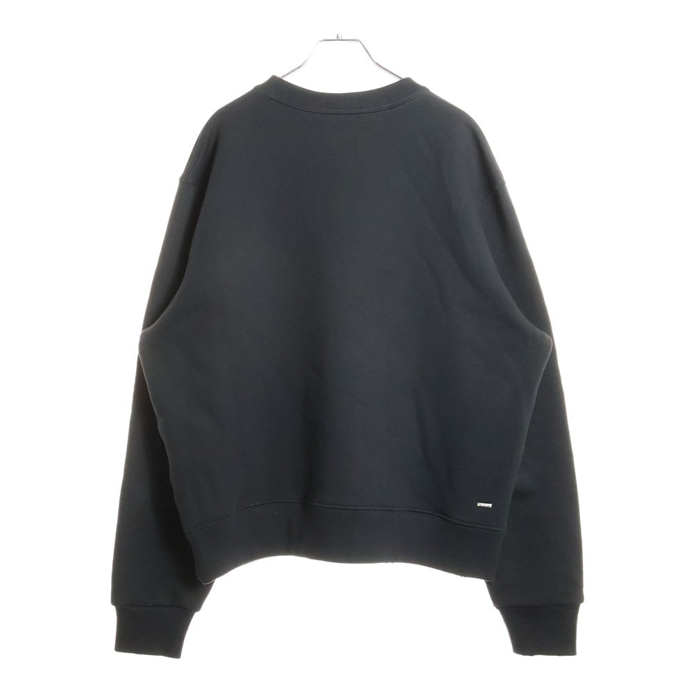 AMIRI(アミリ) フロントロゴ エンブロイ スウェット トレーナー 長袖 クルーネック ブラック
