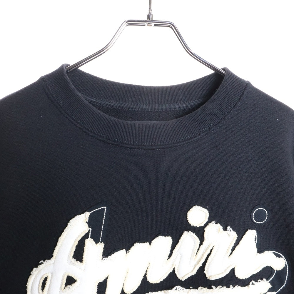 AMIRI(アミリ) フロントロゴ エンブロイ スウェット トレーナー 長袖 クルーネック ブラック