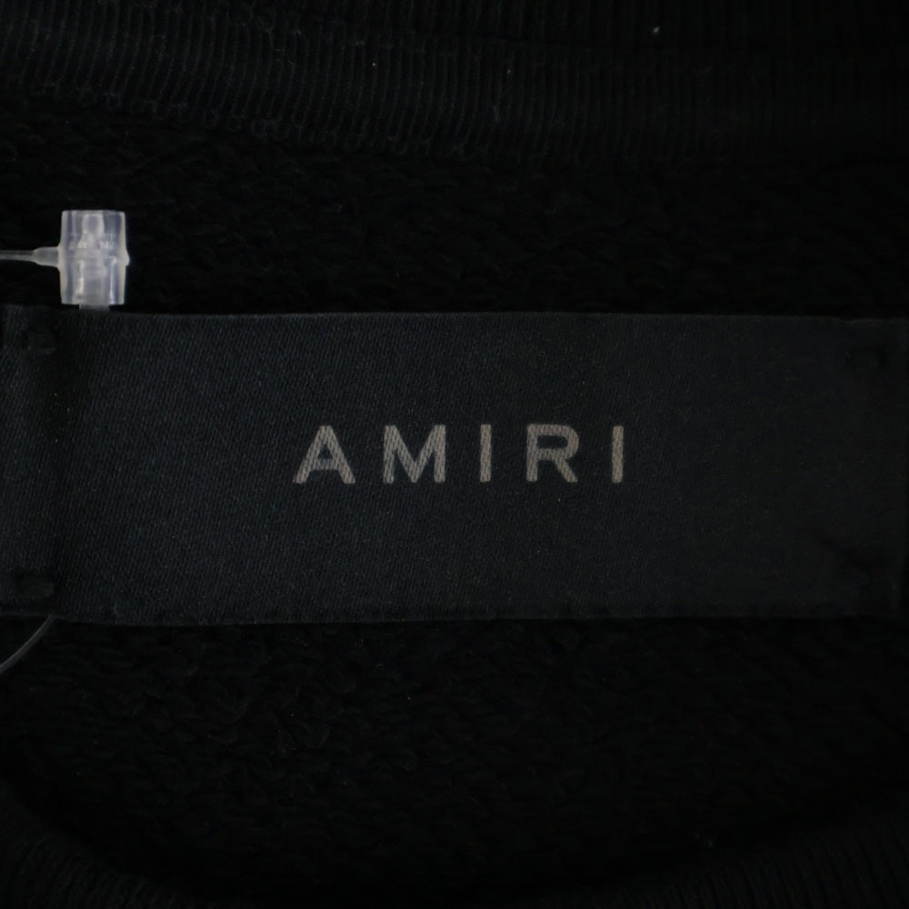 AMIRI(アミリ) フロントロゴ エンブロイ スウェット トレーナー 長袖 クルーネック ブラック