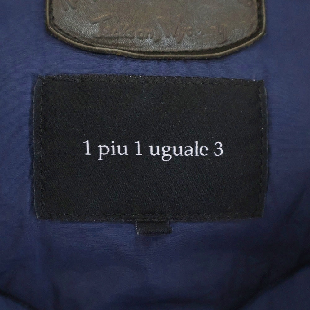 1 PIU 1 UGUALE 3 RELAX(ウノピゥウノウグァーレトレ) デニム ダウンベスト レザー切替し ダウンジャケット インディゴ カモフラ MRB171