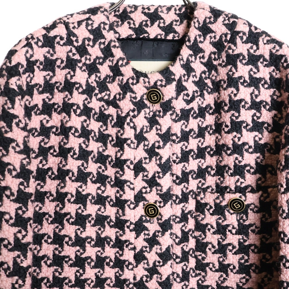 GUCCI(グッチ) Houndstooth Patterned Coat ウール ツイード コート