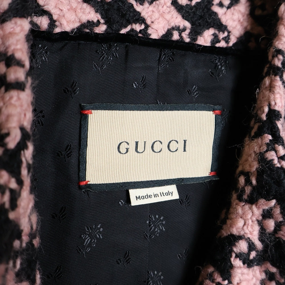 GUCCI(グッチ) Houndstooth Patterned Coat ウール ツイード コート