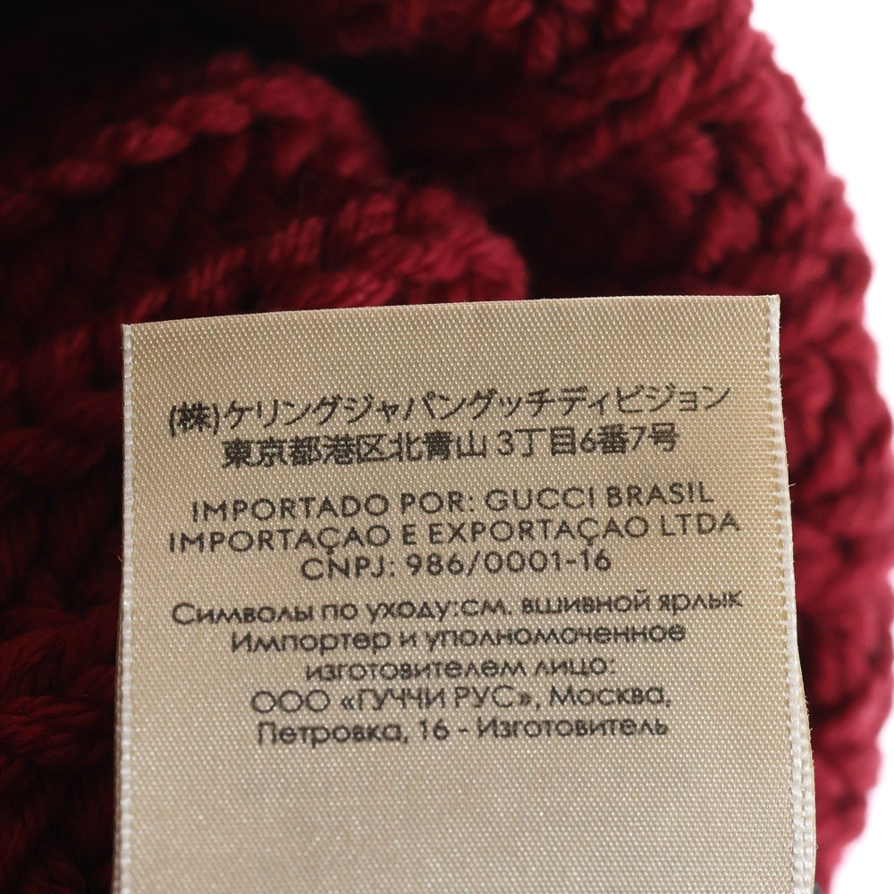 GUCCI(グッチ) ロゴパッチ ウール ニットキャップ ビーニー レッド