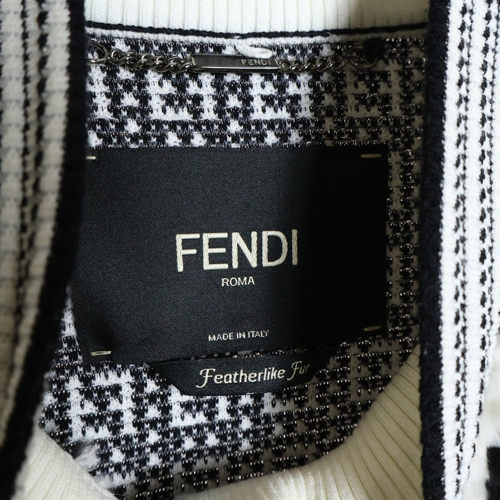 FENDI(フェンディ) フロントミンクファー ズッカ総柄 ニットジャケット