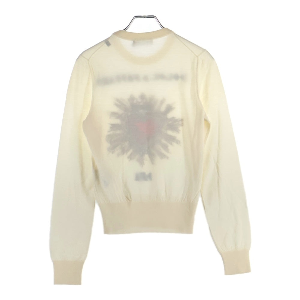 DOLCE & GABBANA(ドルチェアンドガッバーナ) カシミヤシルク混 ハート刺繍 クルーネックニット 薄手セーター アイボリー レディース FX205Z/JAW4R