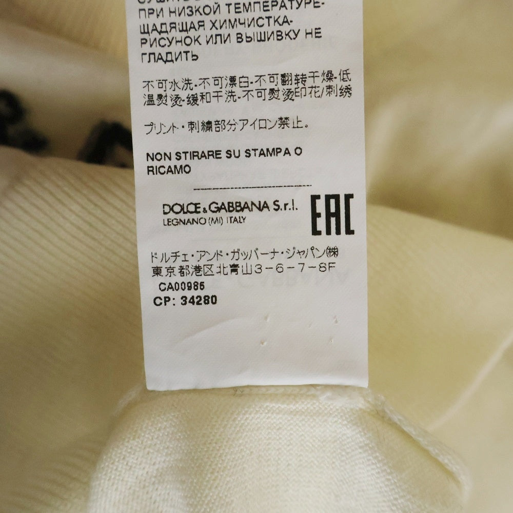 DOLCE & GABBANA(ドルチェアンドガッバーナ) カシミヤシルク混 ハート刺繍 クルーネックニット 薄手セーター アイボリー レディース FX205Z/JAW4R