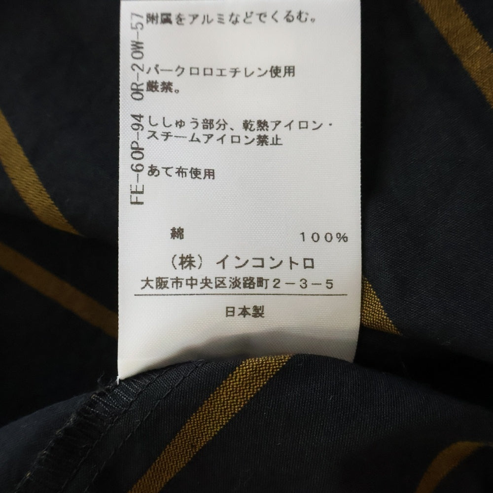 Vivienne Westwood Red Label(ヴィヴィアンウエストウッドレッドレーベル) フロントハートフリル装飾 ストライプバンドカラー長袖シャツ レディース ブラック 16-12-812011