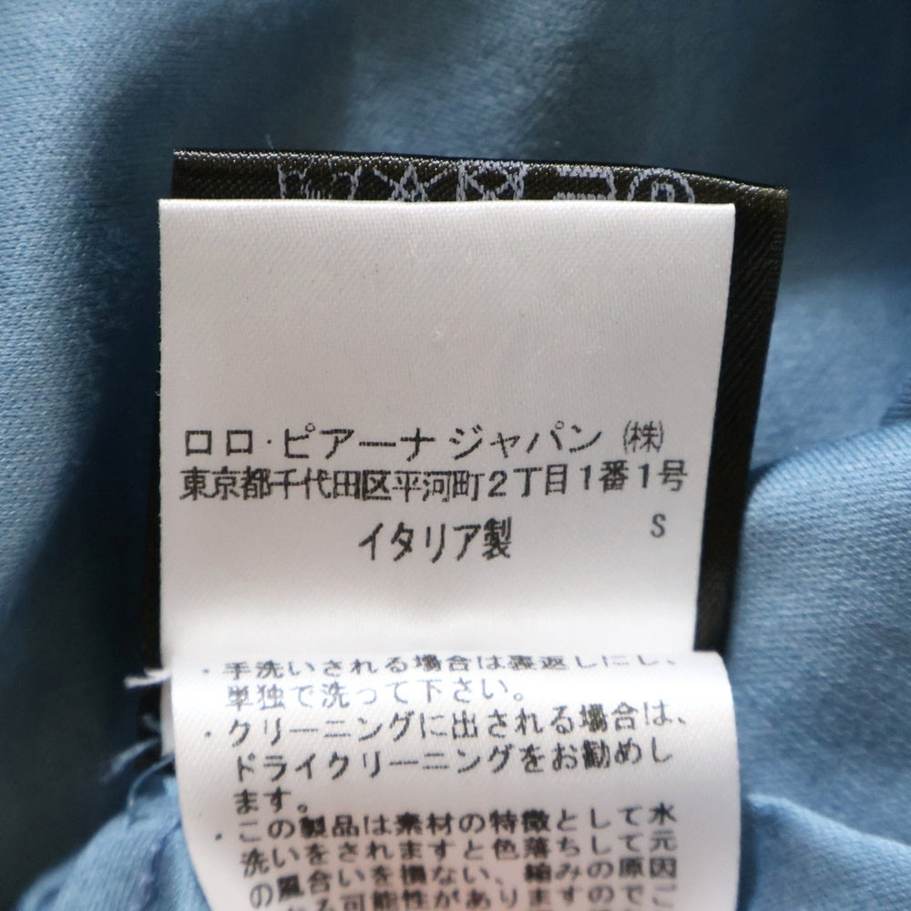 Loro Piana(ロロピアーナ) ロゴ刺繍 半袖Tシャツ クルーネックカットソー レディース ブルー