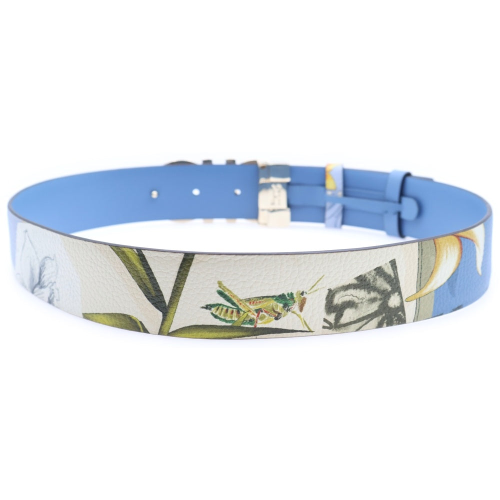 Salvatore Ferragamo(サルヴァトーレ フェラガモ) 絵画プリント ガンチーニバックル レザーベルト ブルー レディース