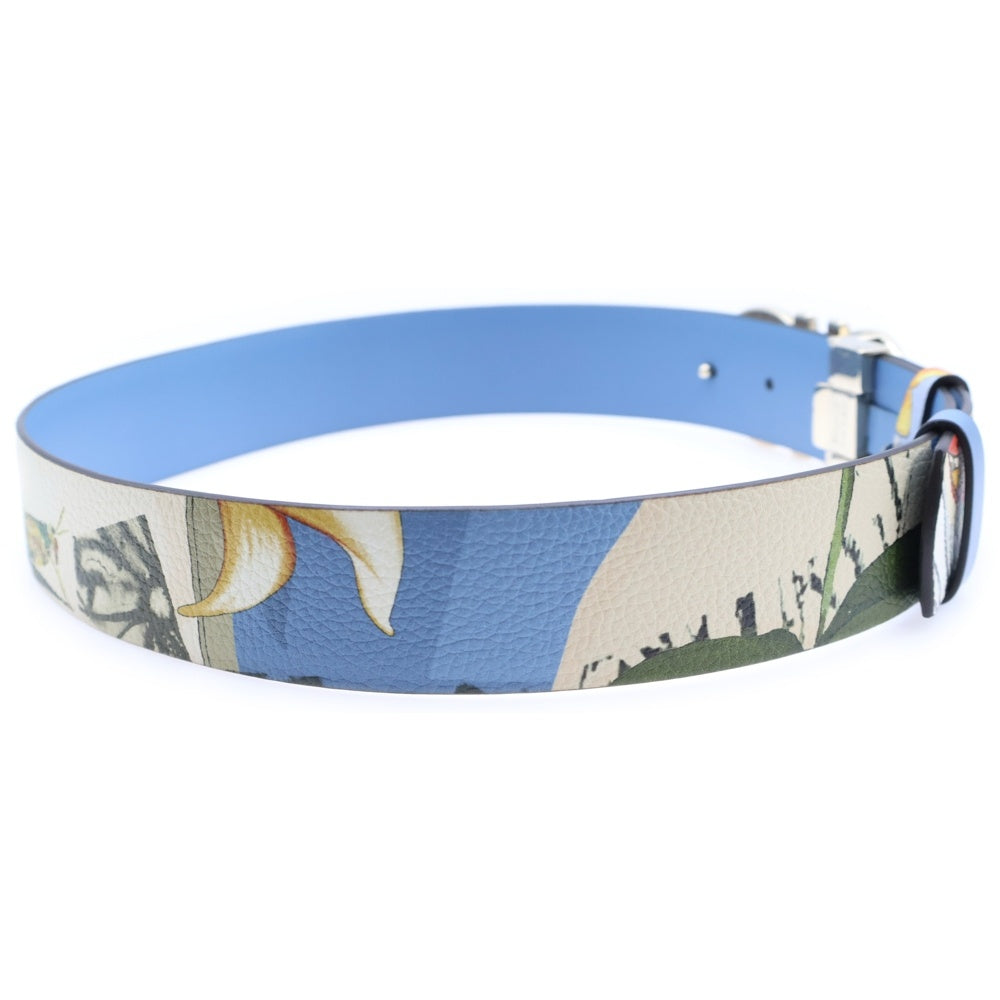 Salvatore Ferragamo(サルヴァトーレ フェラガモ) 絵画プリント ガンチーニバックル レザーベルト ブルー レディース