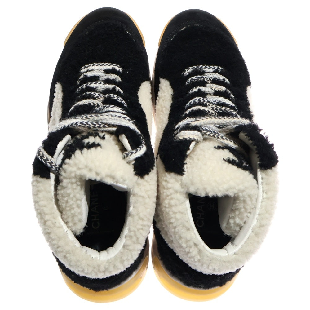 CHANEL(シャネル) ココマーク ボア ムートンハイカットスニーカー ブラック/ホワイト レディース G35206