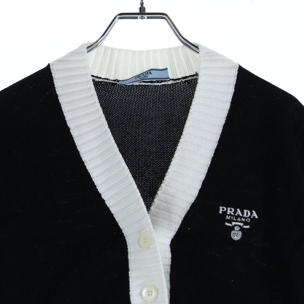 PRADA(プラダ) フロントロゴ刺繍 クロップド丈 コットン カーデュガン
