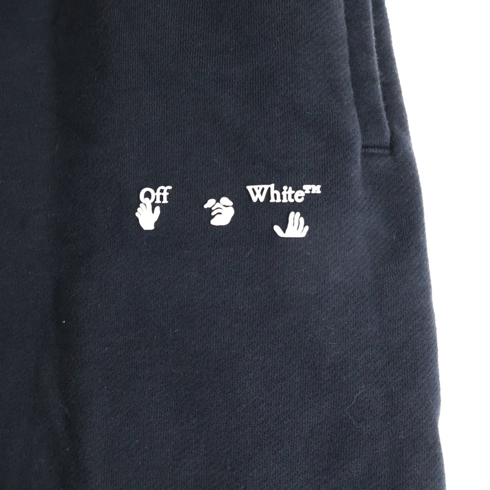 OFF-WHITE(オフホワイト) ラバーロゴプリント コットン スウェット ハーフパンツ ショーツ ブラック OMCI006S21FLE001