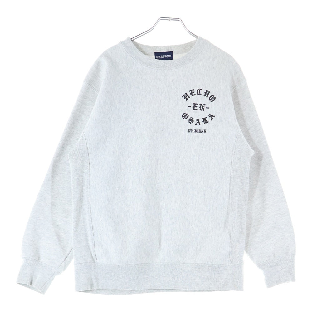 PHATRNK(ファットランク) HECHO EN OSAKA SWEAT 両面プリント クルーネックトレーナー 長袖スウェット グレー