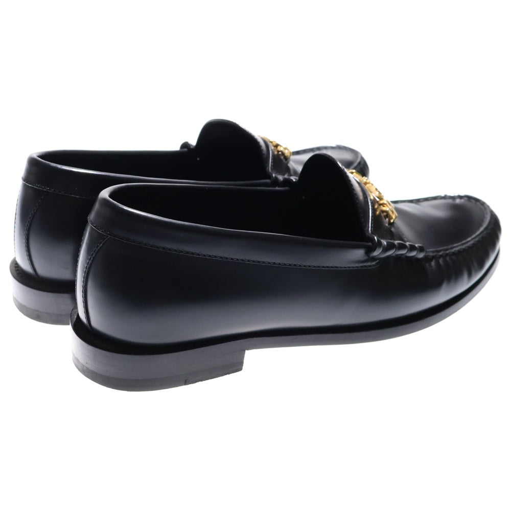 【美品】セリーヌ ローファー 24cm ブラック トリオンフ CELINE(セリーヌ) ルコ トリオンフ チェーン レザー ローファー