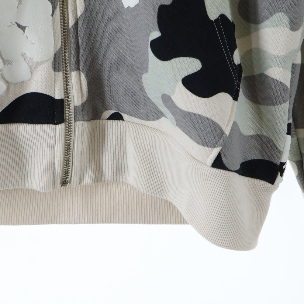 DENIM TEARS(デニムティアーズ) CAMO COTTON WREATH カモフラ 迷彩 ジップアップパーカー スウェットフーディー ホワイト