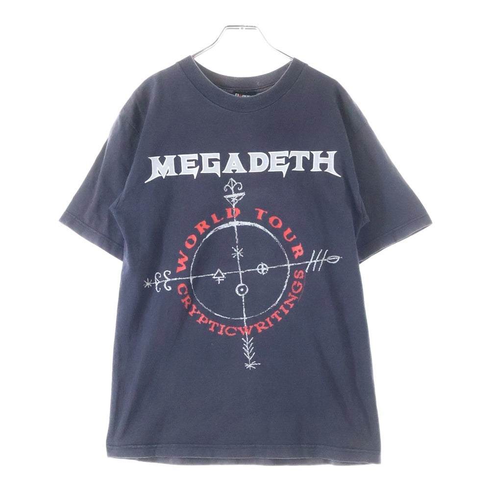 VINTAGE(ヴィンテージ) MEGADETH CRYPTIC WRITINGS WORLD TOUR 両面プリント クルーネック半袖Tシャツ ショートスリーブカットソー ブラック