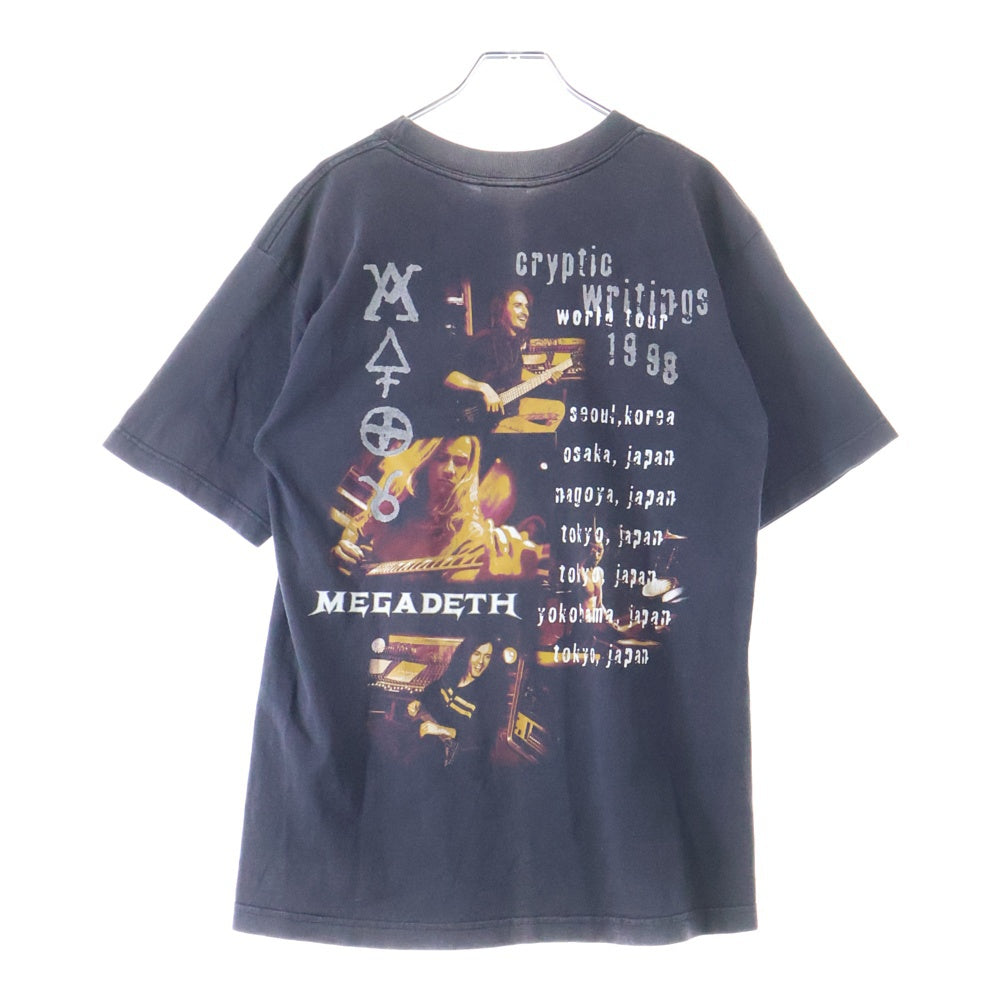 VINTAGE(ヴィンテージ) MEGADETH CRYPTIC WRITINGS WORLD TOUR 両面プリント クルーネック半袖Tシャツ ショートスリーブカットソー ブラック