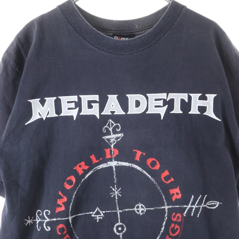 VINTAGE(ヴィンテージ) MEGADETH CRYPTIC WRITINGS WORLD TOUR 両面プリント クルーネック半袖Tシャツ ショートスリーブカットソー ブラック