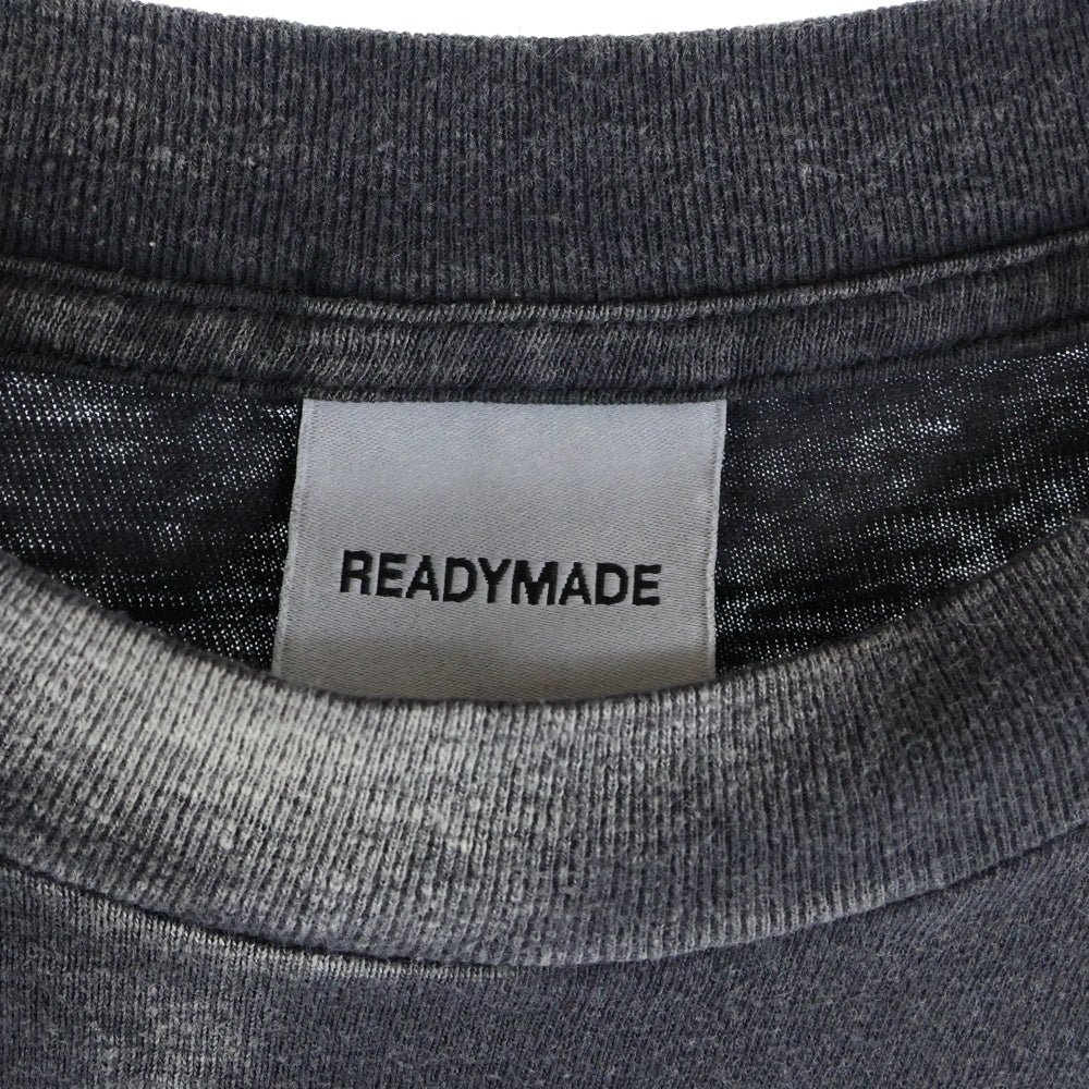 READY MADE(レディメイド) 24SS T-SHIRT PEACE ピース 両面プリント ダメージ加工 クルーネック カットソー 半袖Tシャツ ブラック RE-CO-BK-00-00-280