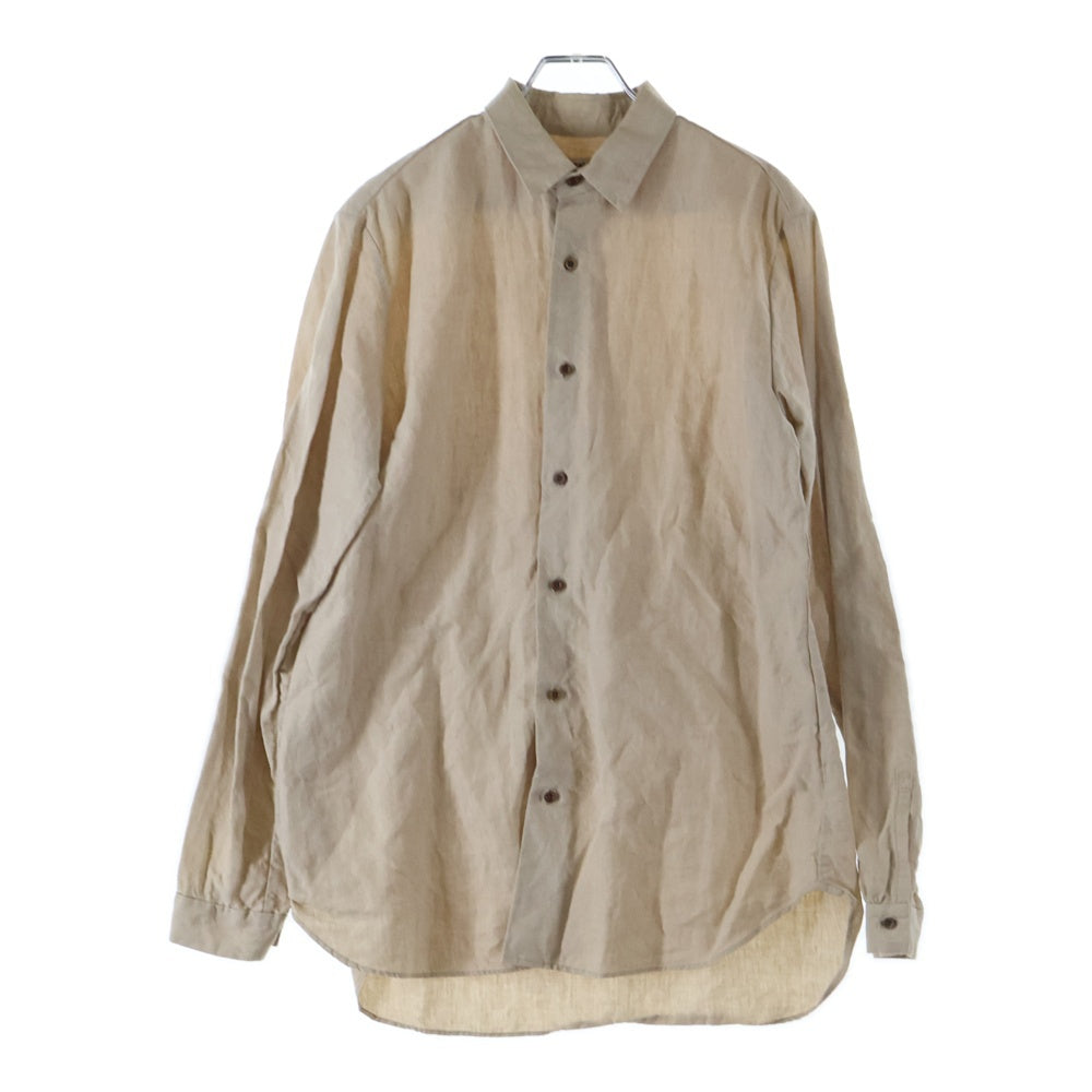 NO BRAND(ノーブランド) kaval Basic plain shirt リネン 長袖シャツ ベージュ