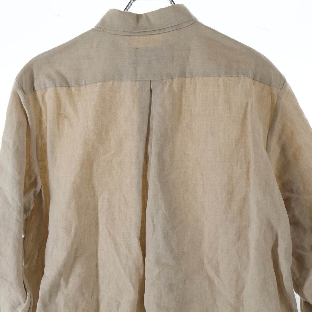 NO BRAND(ノーブランド) kaval Basic plain shirt リネン 長袖シャツ ベージュ