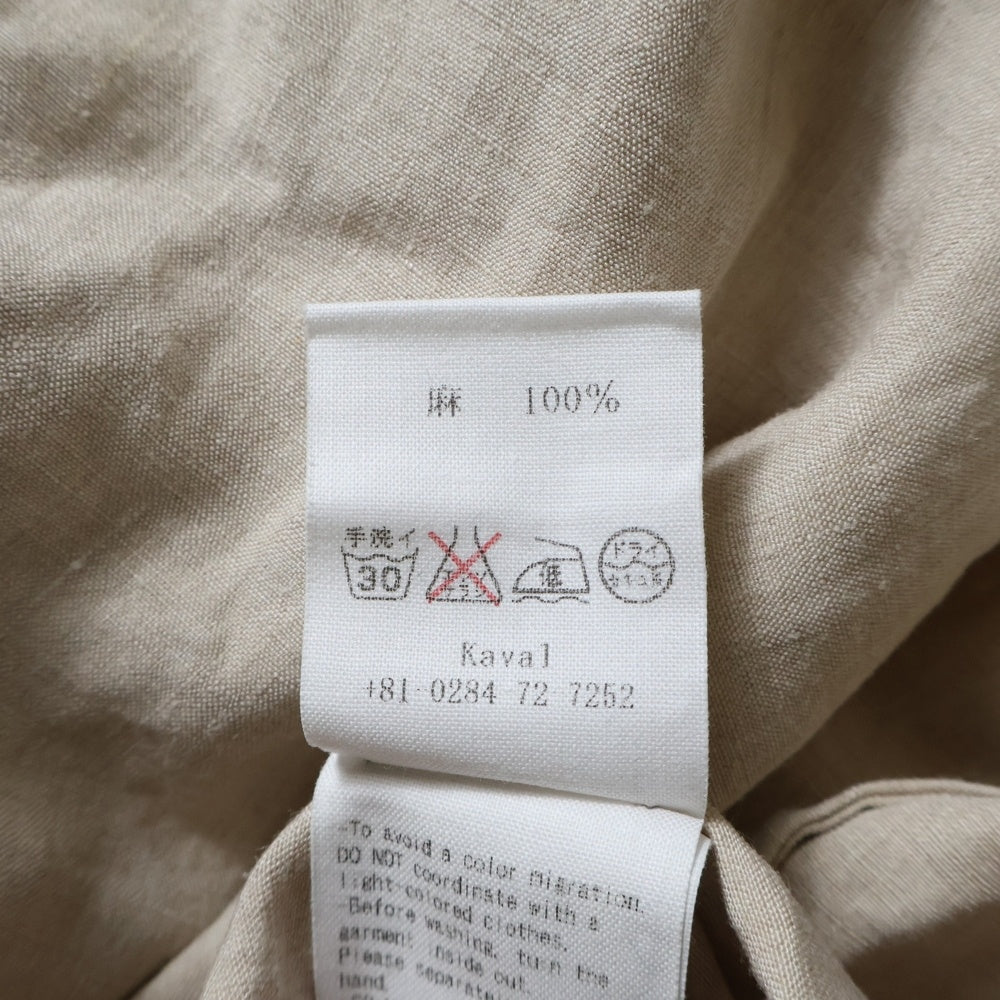 NO BRAND(ノーブランド) kaval Basic plain shirt リネン 長袖シャツ ベージュ