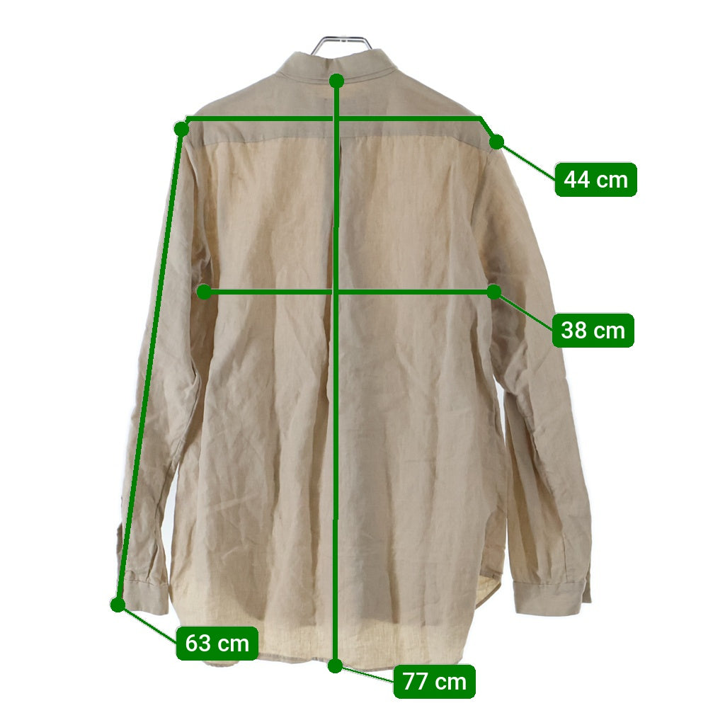 NO BRAND(ノーブランド) kaval Basic plain shirt リネン 長袖シャツ ベージュ