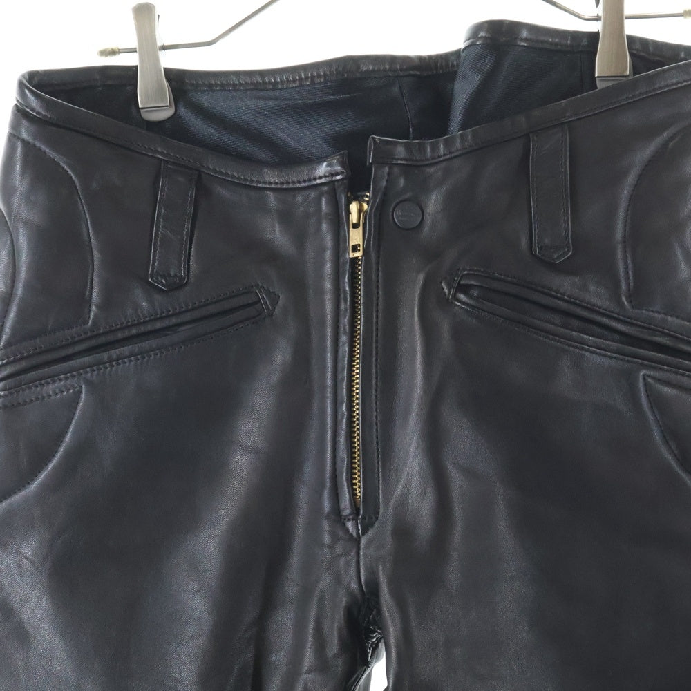 NO BRAND(ノーブランド) RIDING EQUIPMENT RESEARCH LANCER Horse Leather Pants ライディングクイップメントリサーチ ホースレザー パンツ ブラック RER-102