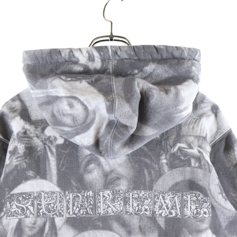 SUPREME(シュプリーム) 18AW Jesus and Mary Hooded Sweatshirt 総柄 ジーザスアンドマリア プルオーバースウェットパーカー グレー/ホワイト