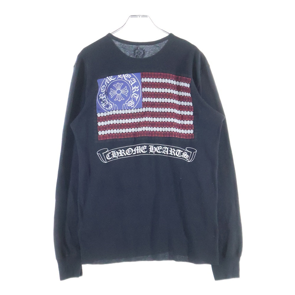 CHROME HEARTS(クロムハーツ) American Flag Thermal L/S Tee アメリカンフラッグ サーマルロングスリーブTシャツ 星条旗 ホースシュープリント ブラック