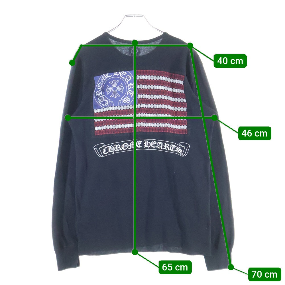 CHROME HEARTS(クロムハーツ) American Flag Thermal L/S Tee アメリカンフラッグ サーマルロングスリーブTシャツ 星条旗 ホースシュープリント ブラック