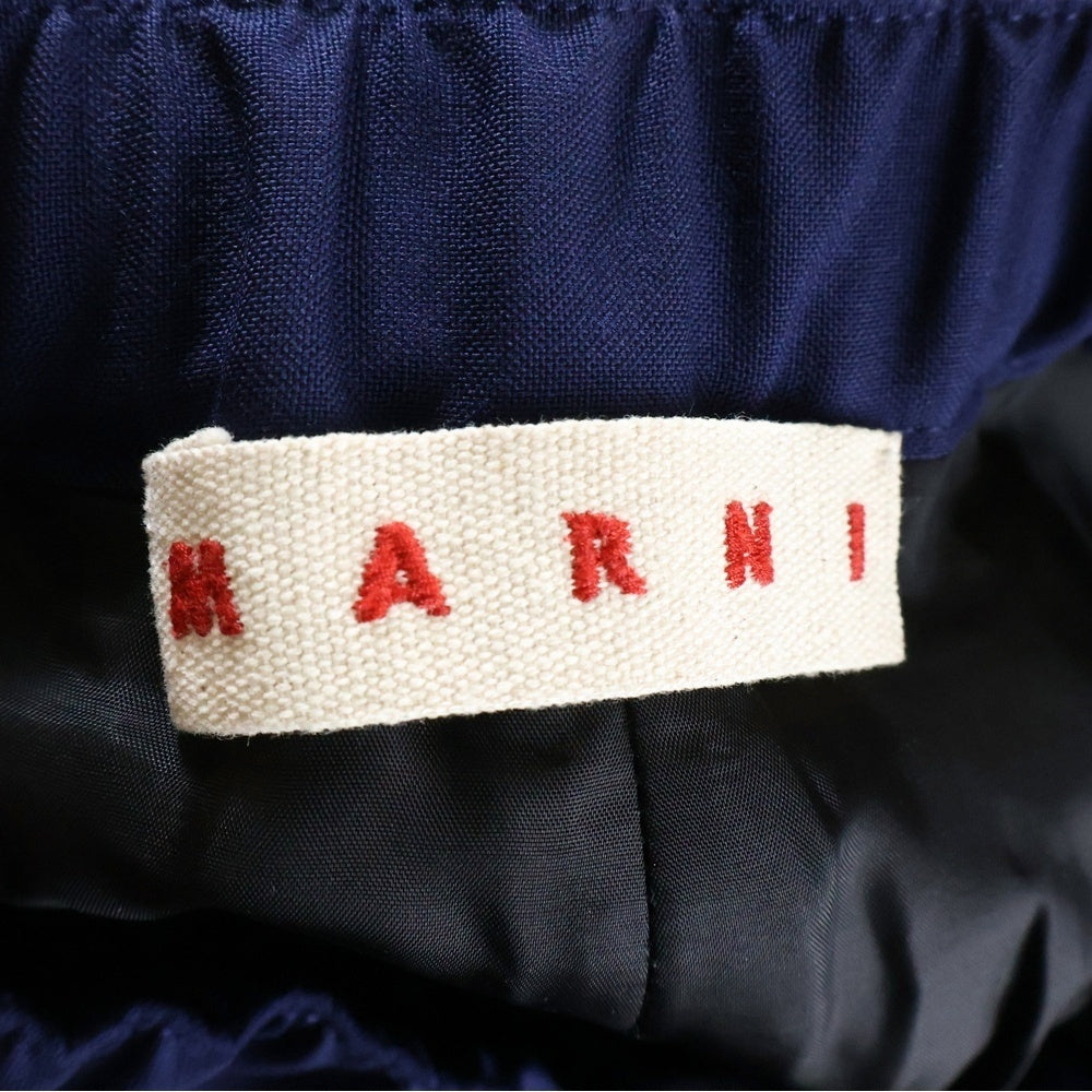 MARNI(マルニ) 24AW ウールトロピカルシャーリングテーパードパンツ ボタンフライ ウール レディース ネイビー PAMA0482UD