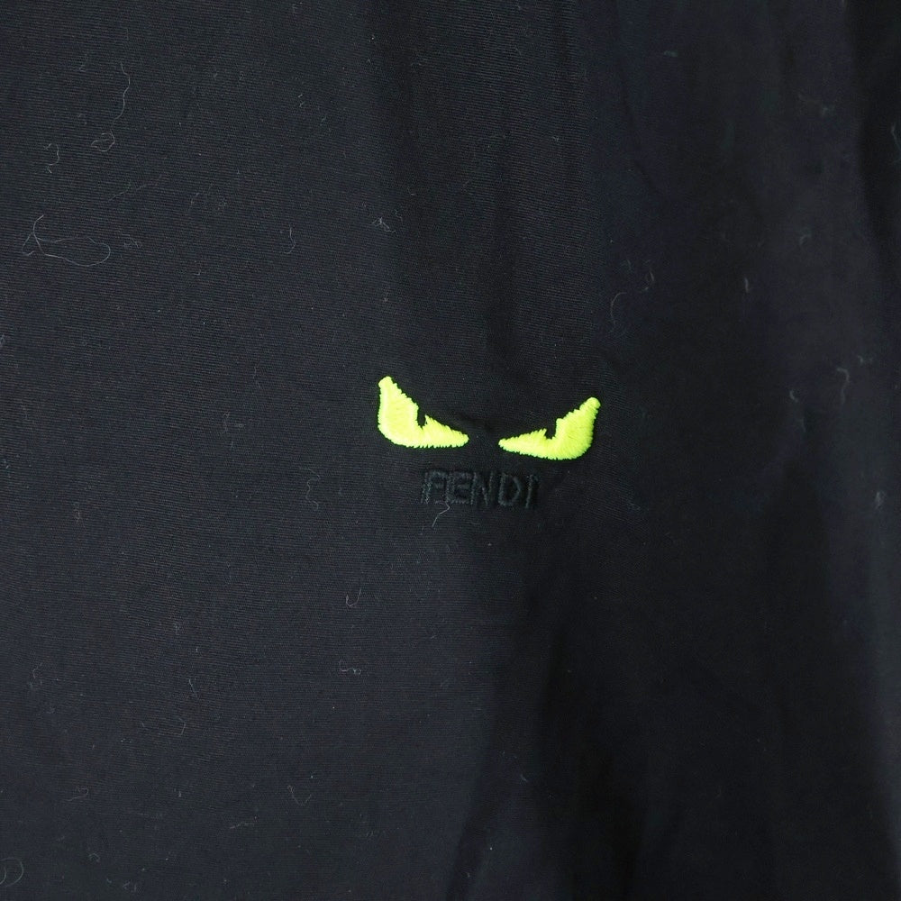 FENDI(フェンディ) Monster Shirts モンスターロゴ刺繍 コットン 長袖シャツ ブラック FS0571 A4S1