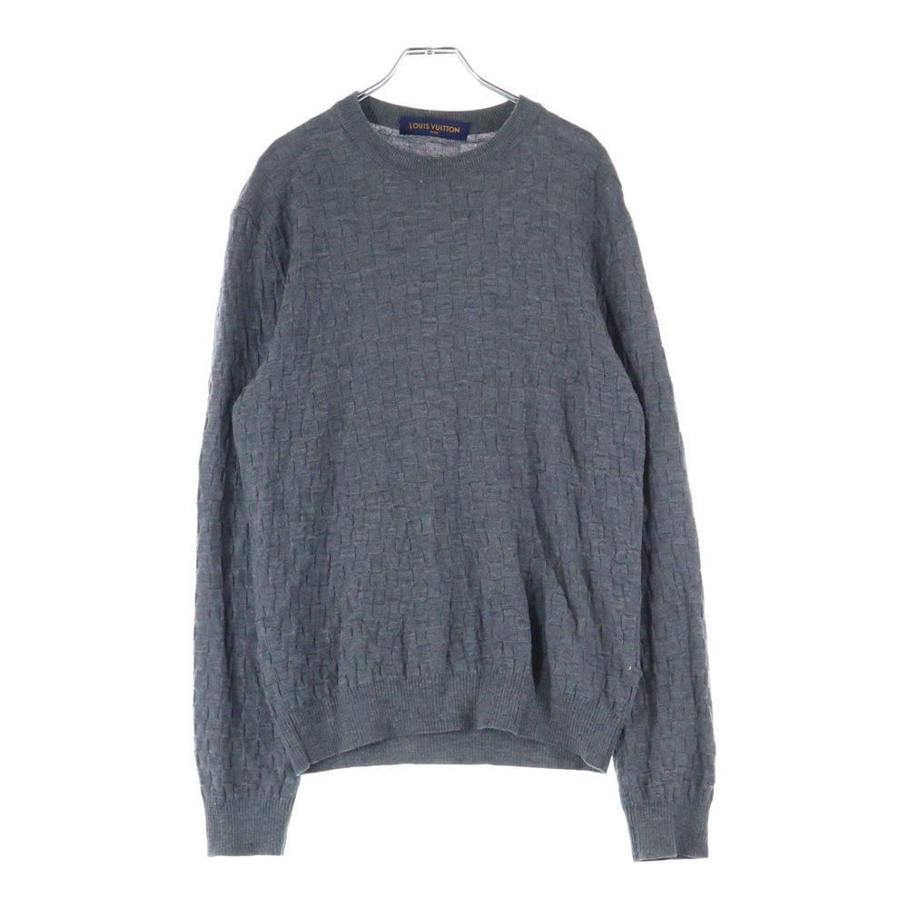 LOUIS VUITTON(ルイヴィトン) 20AW ダミエ総柄クルーネックニット長袖セーター グレー RM202Q VOR HJN40W