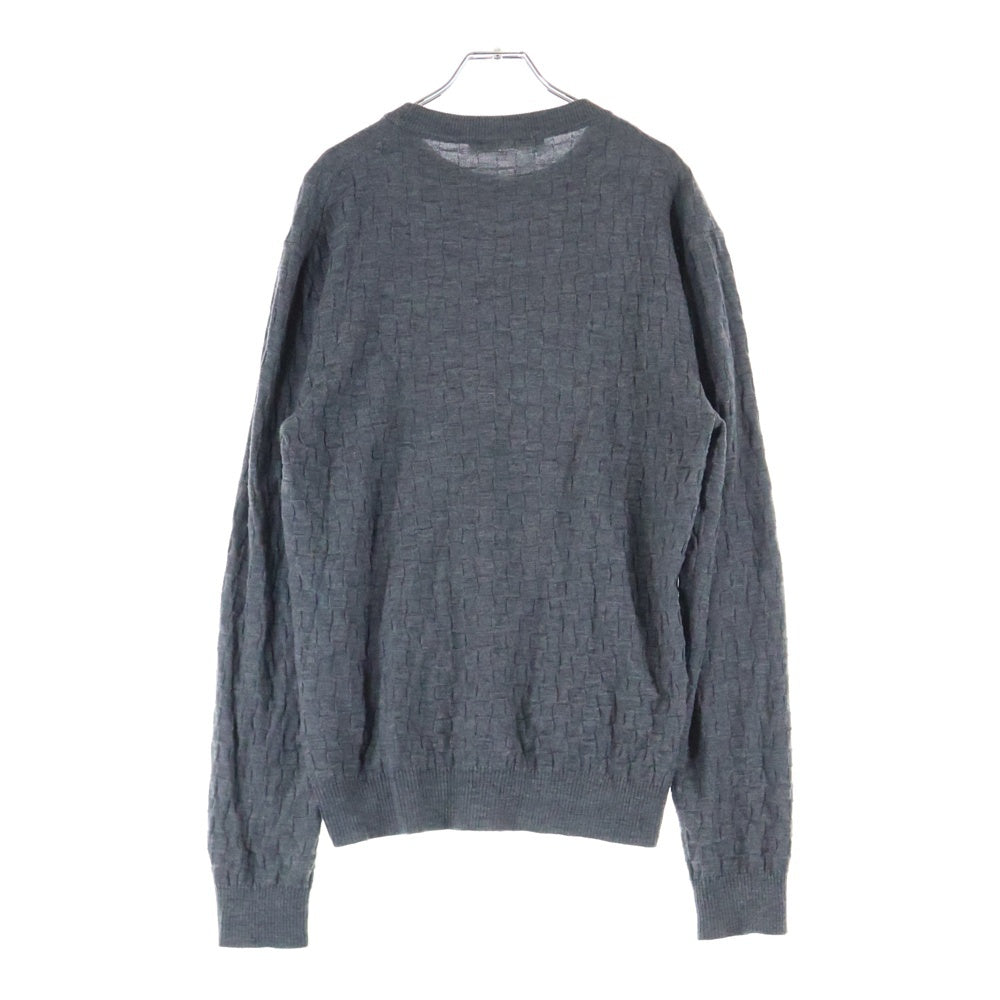 LOUIS VUITTON(ルイヴィトン) 20AW ダミエ総柄クルーネックニット長袖セーター グレー RM202Q VOR HJN40W