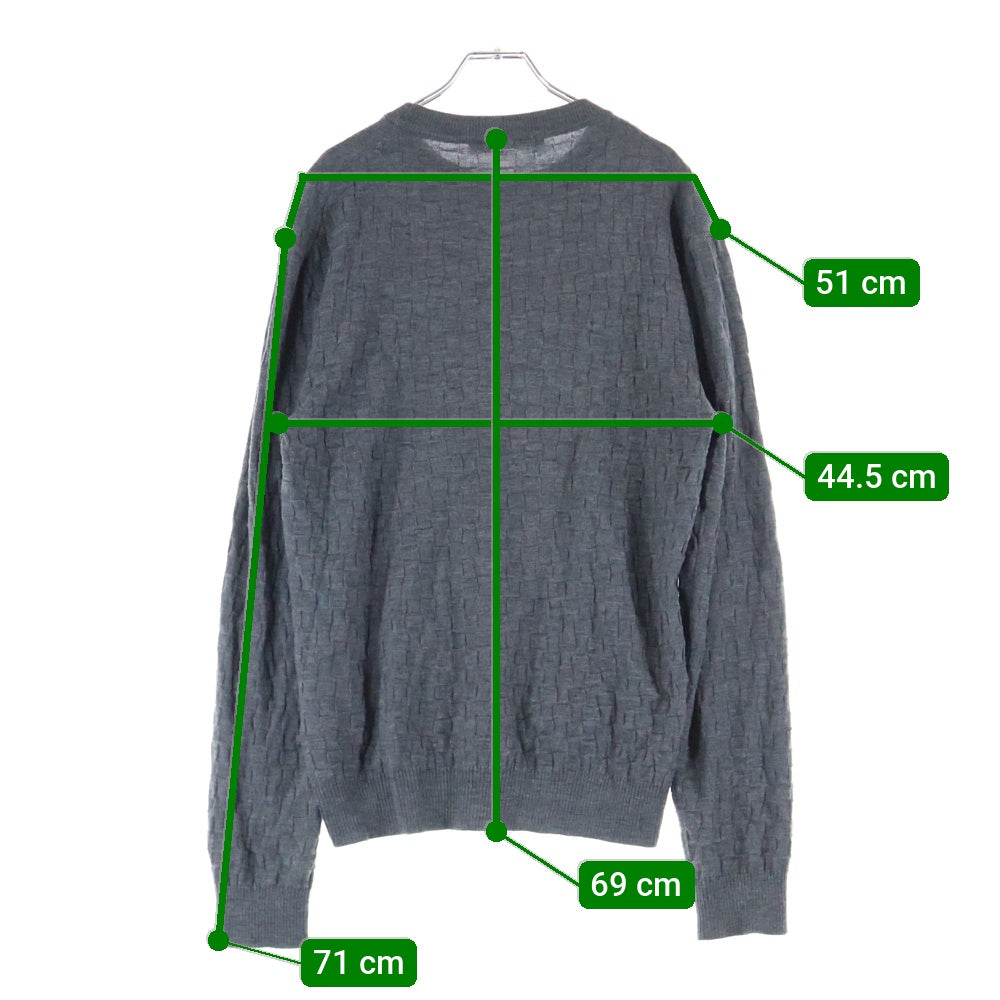 LOUIS VUITTON(ルイヴィトン) 20AW ダミエ総柄クルーネックニット長袖セーター グレー RM202Q VOR HJN40W