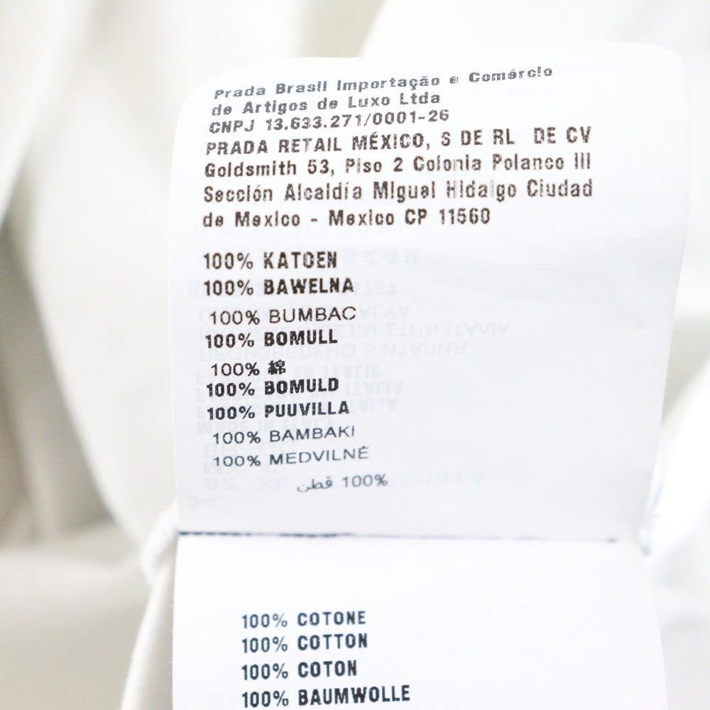 PRADA(プラダ) フロントトライアングルロゴプレート クルーネック 半袖Tシャツ ホワイト UJN861 S232 240