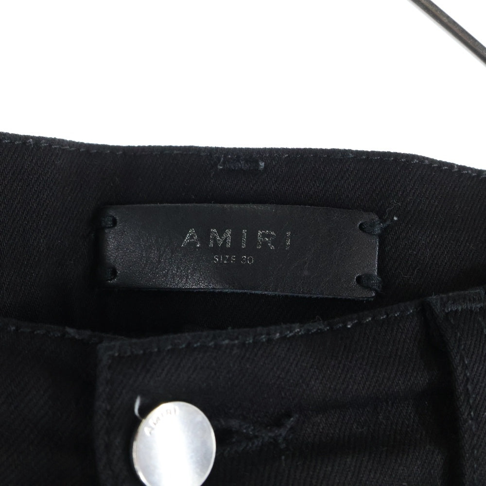 AMIRI(アミリ) MX1 JEAN レザー蛇腹切替 ダメージ加工 バイカースキニーデニムパンツ ブラック