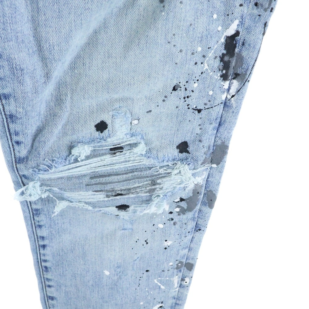 AMIRI(アミリ) MX-1 蛇腹ダメージペイント加工 スキニーデニムパンツ インディゴ