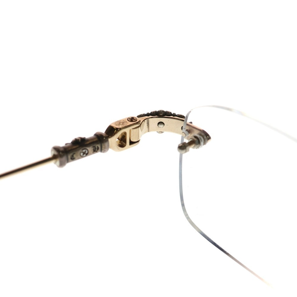 CHROME HEARTS(クロムハーツ) PILLS III 2サイドフローラル テンプル リムレス サングラス アイウェア 眼鏡 ゴールド/シルバー