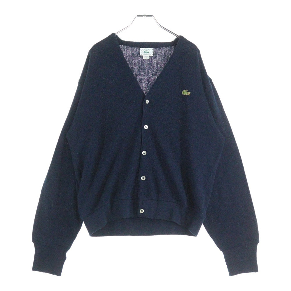 LACOSTE(ラコステ) OLD USA製 ロゴ刺繍 長袖ニット カーディガン ネイビー